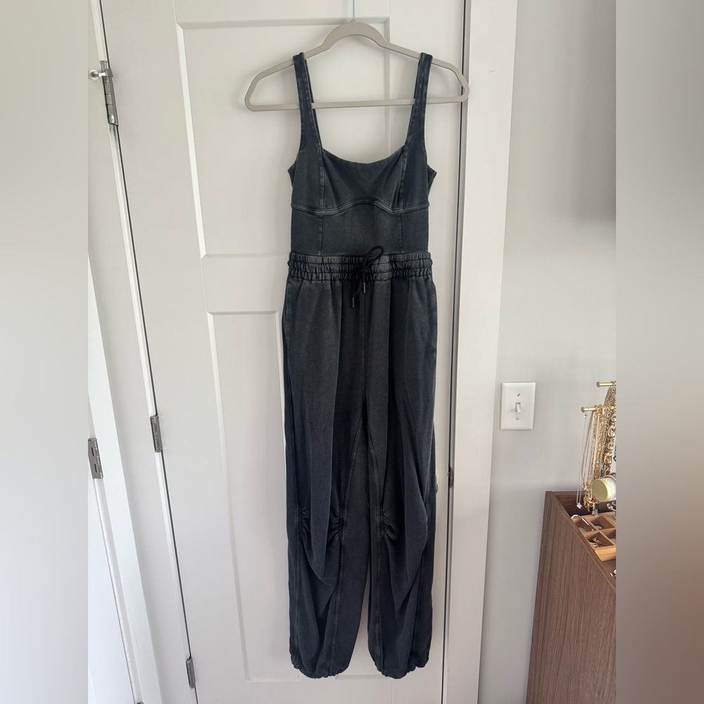 NEW - FP Movement Black Sleeveless Jumpsuit with Drawstring Waist